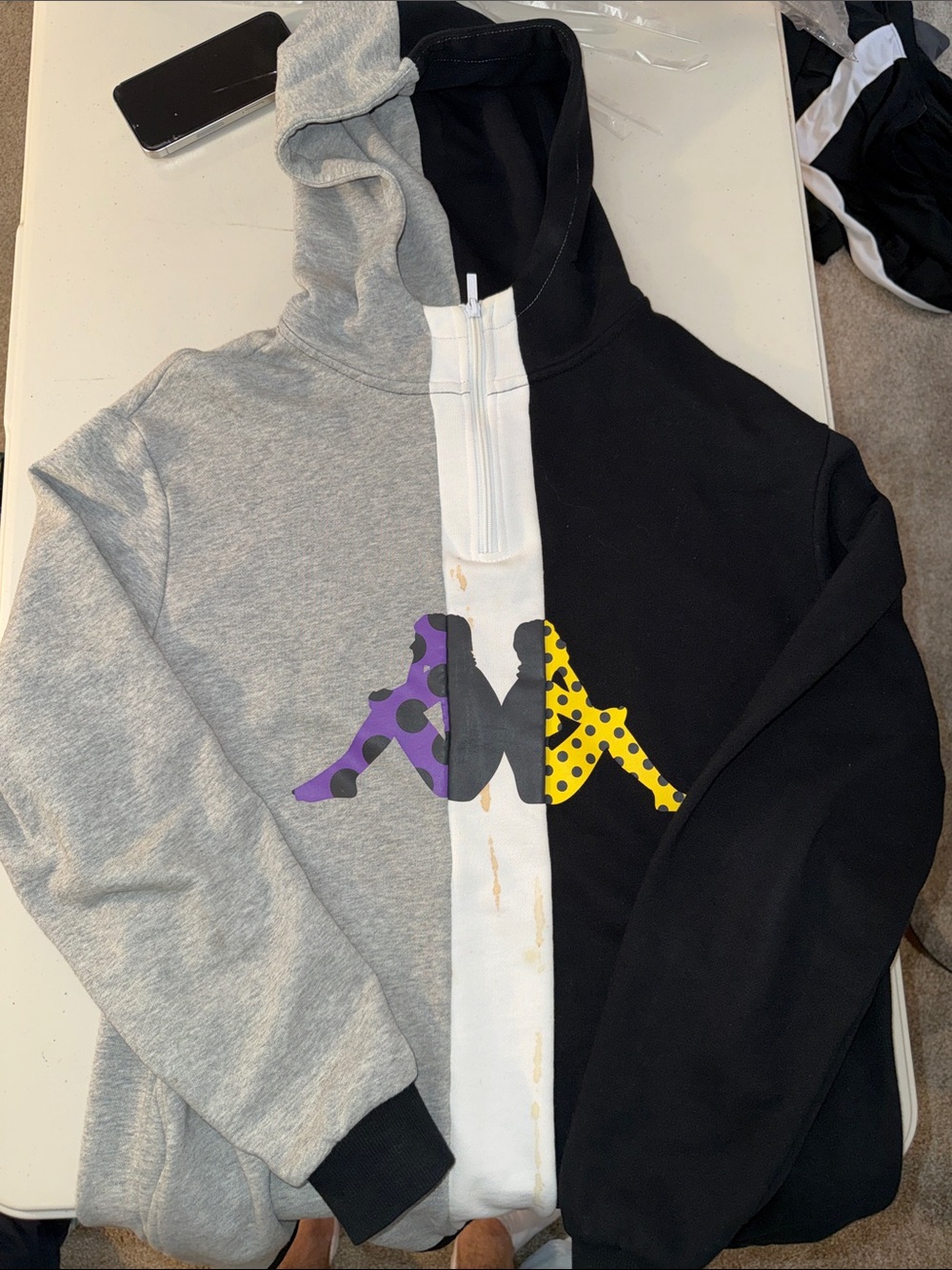 Kappa Half-and-Half Hooded Sweatshirt with Graphic Logo